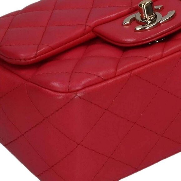 Authentic CHANEL CC Lambskin Quilted Mini Square Flap Pink Lambskin Matelasse - Picture 5 of 8